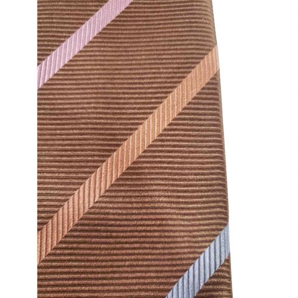 Henry Jacobson REPP Mens Tie Necktie‎ Designer Luxury Handmade Brown Stripes